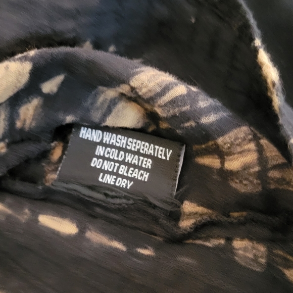 Greater Good black & tan tie dye short sleeve button shirt 2X cotton made India - Picture 5 of 6